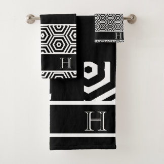 Moderne Monogram stijlvolle zwart-witte badkamer Bad Handdoek