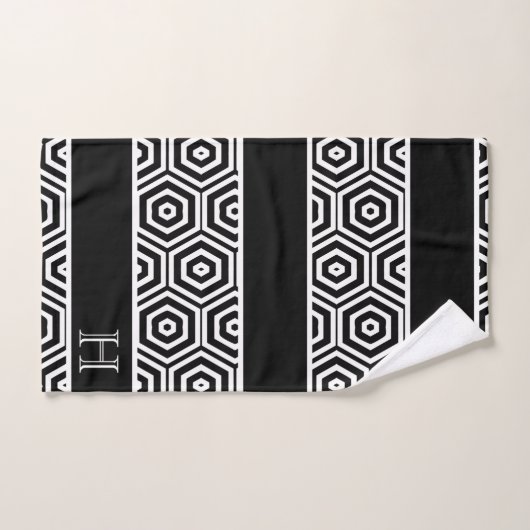 Moderne Monogram stijlvolle zwart-witte badkamer Bad Handdoek (Handdoek)