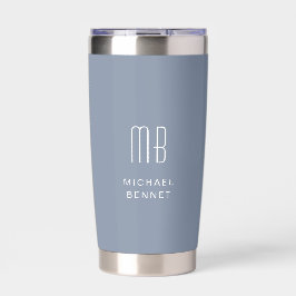 Moderne Monogram Stof Blauw Geïsoleerde Drinkbeker