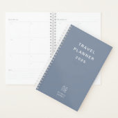 Moderne Monogram Stof Blauw Reis Planner (Display)