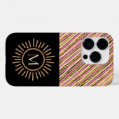 Moderne monogram stripes Geel Gold Black Case-Mate iPhone Case (Achterkant (horizontaal))