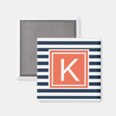 Moderne monogram Stripes Magent Magneet (Voorkant / Achterkant)
