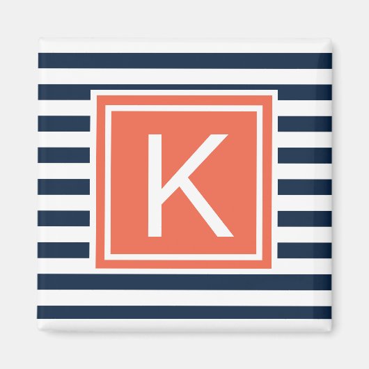 Moderne monogram Stripes Magent Magneet (Voorkant)