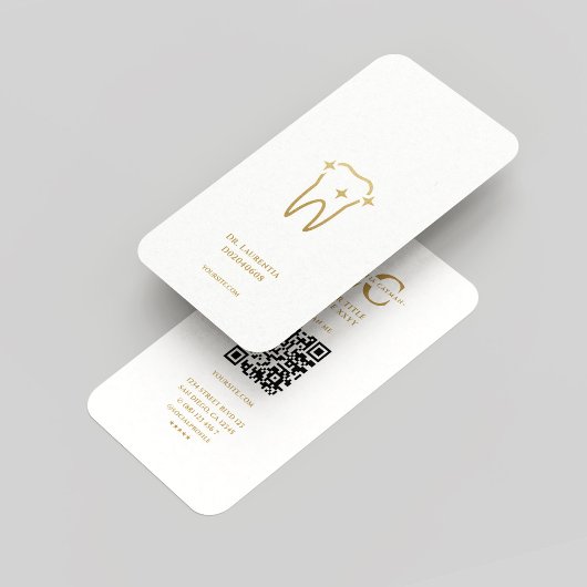Moderne Monogram Tandarts Orthodontist Wit Goud Visitekaartje