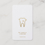 Moderne Monogram Tandarts Orthodontist Wit Goud Visitekaartje (Voorkant)