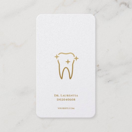 Moderne Monogram Tandarts Orthodontist Wit Goud Visitekaartje (Voorkant)