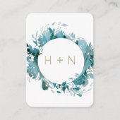 Moderne Monogram Teal RSVP met QR-code  Informatiekaartje (Achterkant)