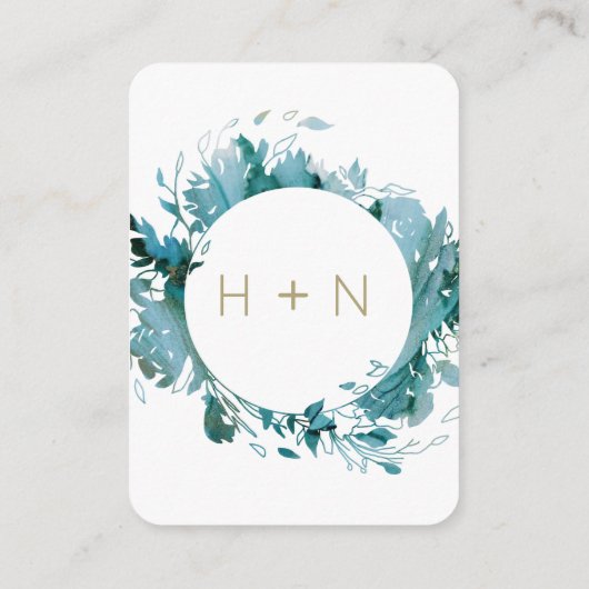 Moderne Monogram Teal RSVP met QR-code  Informatiekaartje (Achterkant)