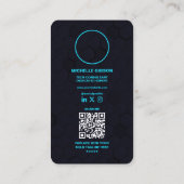 Moderne Monogram Tech Professional Donker Neon Bla Visitekaartje (Achterkant)