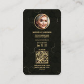 Moderne Monogram Tech Professional Zwart Goud Visitekaartje (Achterkant)