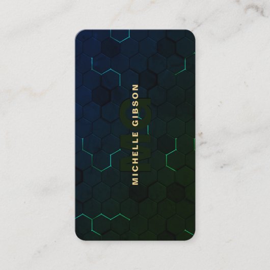 Moderne Monogram Technology Professional Groen Visitekaartje (Voorkant)