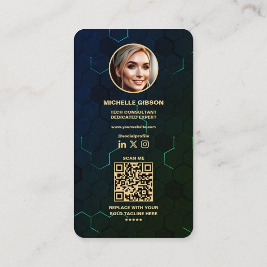 Moderne Monogram Technology Professional Groen Visitekaartje (Achterkant)