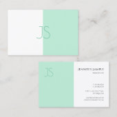 Moderne Monogram Template Trendy Elegant Mintgroen Visitekaartje (Voorkant / Achterkant)