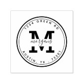 Moderne Monogram Terugadres Ronde Zelfinktende Stempel (Design)
