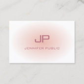 Moderne Monogram Trendy Blush Pink White Sjabloon Visitekaartje (Voorkant)