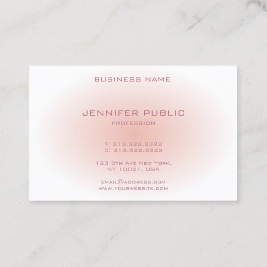 Moderne Monogram Trendy Blush Pink White Sjabloon Visitekaartje (Achterkant)