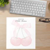 Moderne monogram trendy kersen met roze strik notitieblok