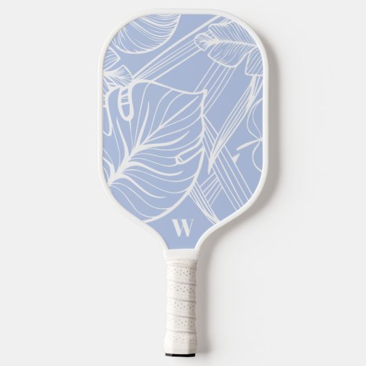 Moderne Monogram Trendy Tropische Periwinkle Pickleball Paddle (Achterkant)