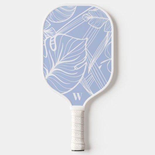 Moderne Monogram Trendy Tropische Periwinkle Pickleball Paddle (Voorkant)
