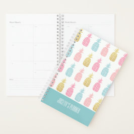 Moderne monogram tropisch goud ananas planner