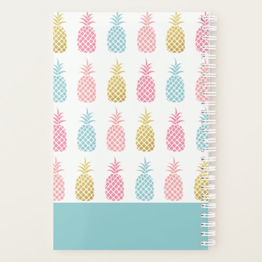 Moderne monogram tropisch goud ananas planner (Achterkant)