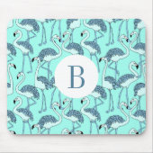Moderne Monogram Tropische Flamingo's Muismat (Voorkant)