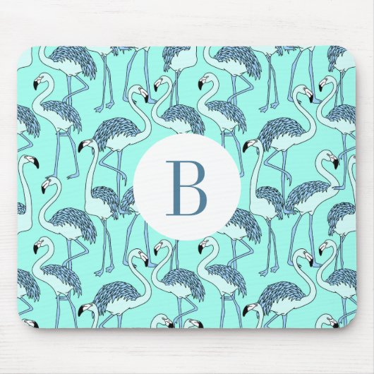 Moderne Monogram Tropische Flamingo's Muismat (Voorkant)