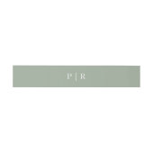 Moderne Monogram Trouw Elegante Saliegroen Uitnodigingen Wikkel (Vlak)