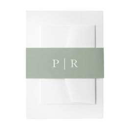 Moderne Monogram Trouw Elegante Saliegroen Uitnodigingen Wikkel