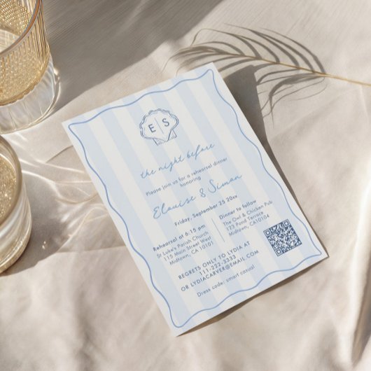 Moderne Monogram Trouwrepetie Diner Uitnodiging