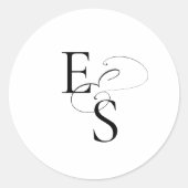 Moderne Monogram Trouwronde Sticker (Voorkant)