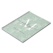Moderne Monogram Turquoise Botanische Bladeren Mei Notitieboek (Linkerzijde)