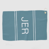 Moderne Monogram Turquoise Golfer Sports Pro Golfhanddoek (Horizontaal)