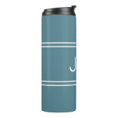 Moderne Monogram Turquoise Groen Stijlvolle Drank Thermosbeker (Gedraaid links)