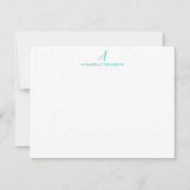 Moderne monogram Turquoise Personal Stationery Not Notitiekaartje