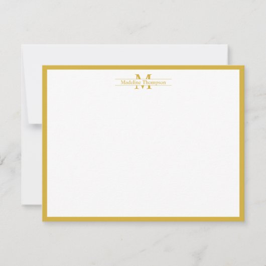 Moderne monogram Typografie Gold Border Note Card Notitiekaartje (Voorkant)