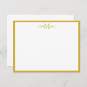 Moderne monogram Typografie Gold Border Note Card Notitiekaartje (Voorkant / Achterkant)