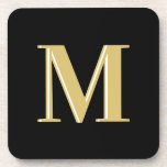 Moderne monogram typografie goud zwart bier onderzetter<br><div class="desc">Moderne monogram typografie goud zwart</div>