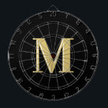 Moderne monogram typografie goud zwart dartbord<br><div class="desc">Moderne monogram typografie goud zwart</div>