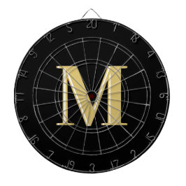 Moderne monogram typografie goud zwart dartbord
