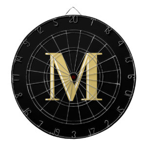 Moderne monogram typografie goud zwart dartbord