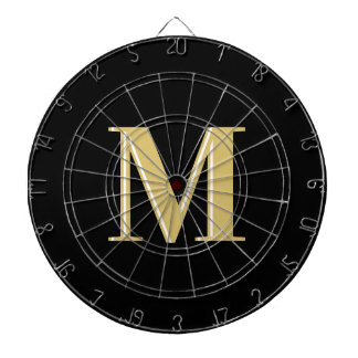 Moderne monogram typografie goud zwart dartbord