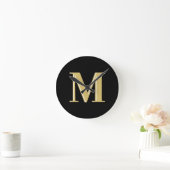 Moderne monogram typografie goud zwart ronde klok (Huis)