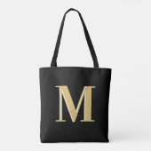 Moderne monogram typografie goud zwart tote bag (Achterkant)
