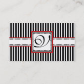 Moderne monogram V zwarte en witte strepen Visitekaartje (Achterkant)