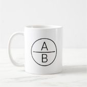 Moderne monogram van twee beginletters koffiemok (Links)