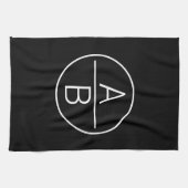 Moderne monogram van twee beginletters theedoek (Horizontaal)
