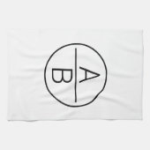Moderne monogram van twee beginletters theedoek (Horizontaal)