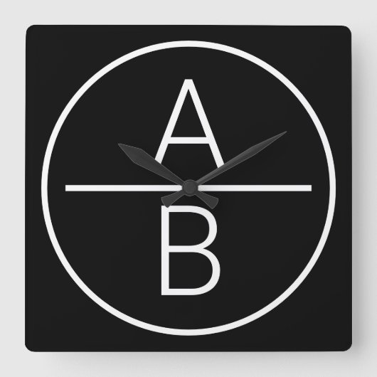 Moderne monogram van twee beginletters vierkante klok (Voorkant)