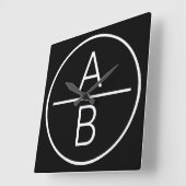 Moderne monogram van twee beginletters vierkante klok (Hoek)